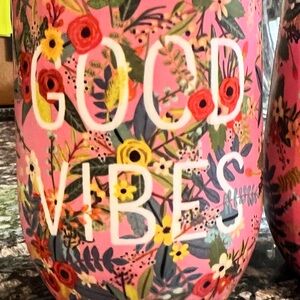 Two Vibrant Pink Floral Tumblers - Good Vibes Sell price for the pair:)